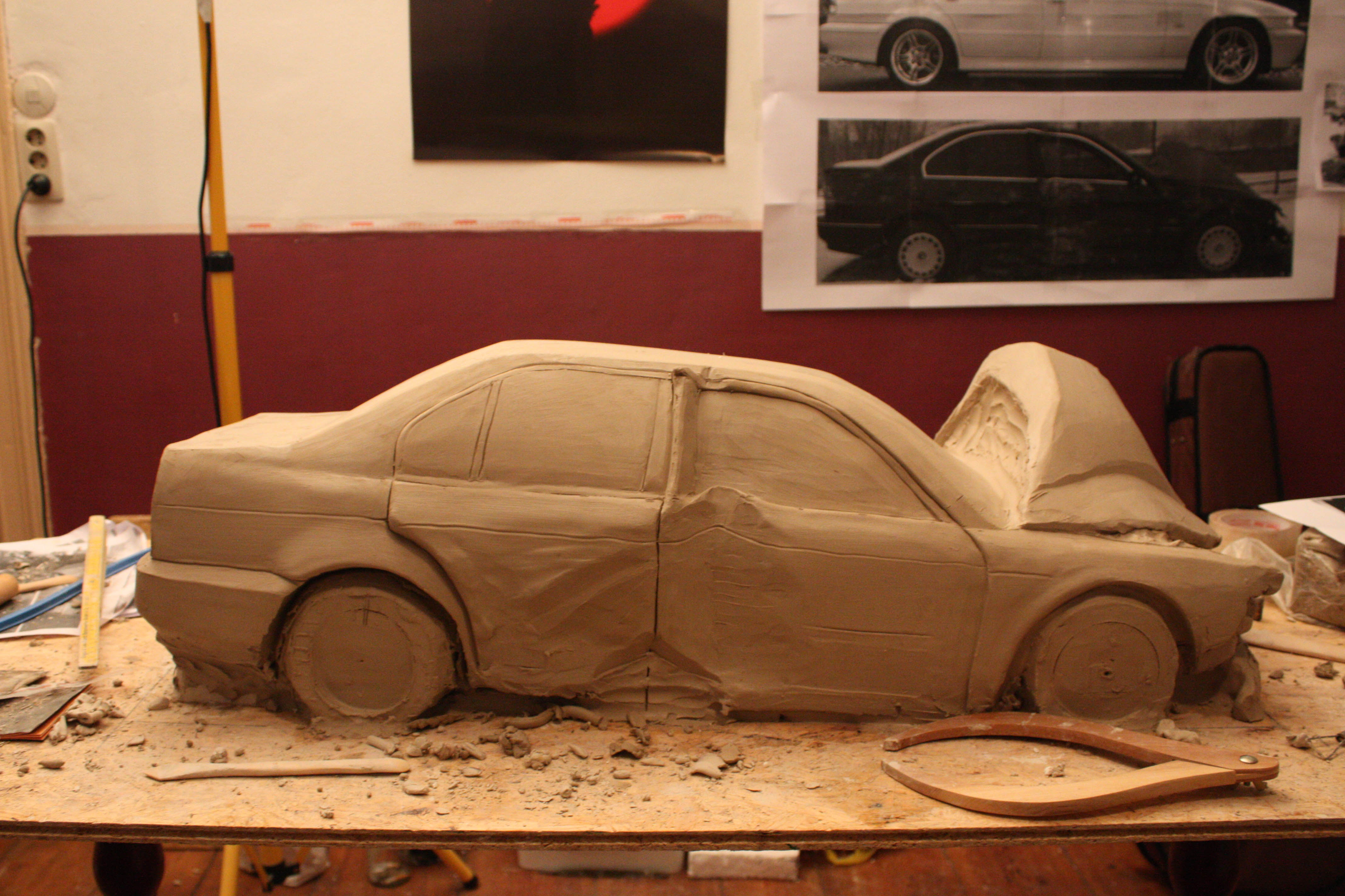 clay car sculpture