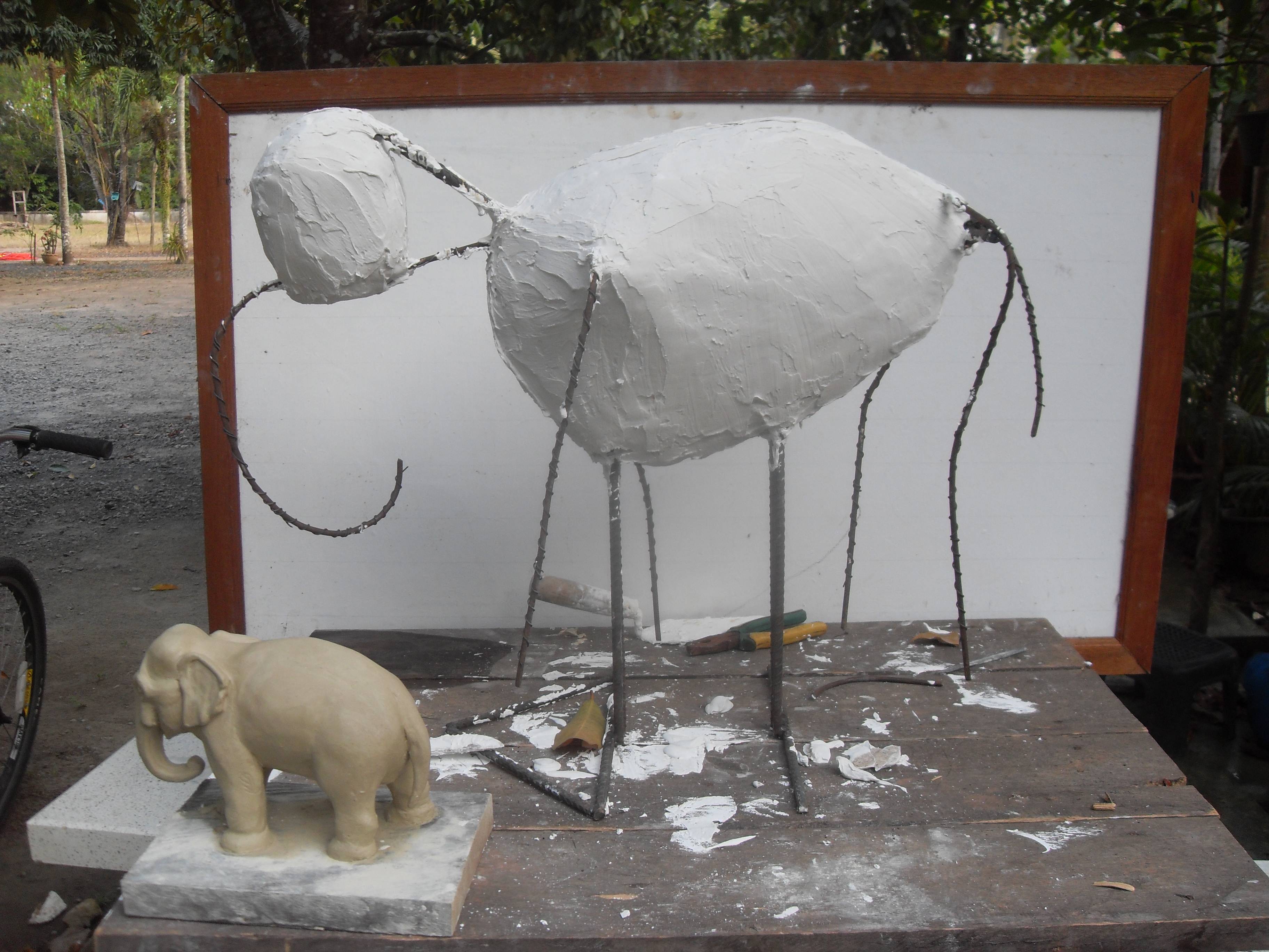 Next, I applied drywall plaster to the armature. Now all I have to do ...